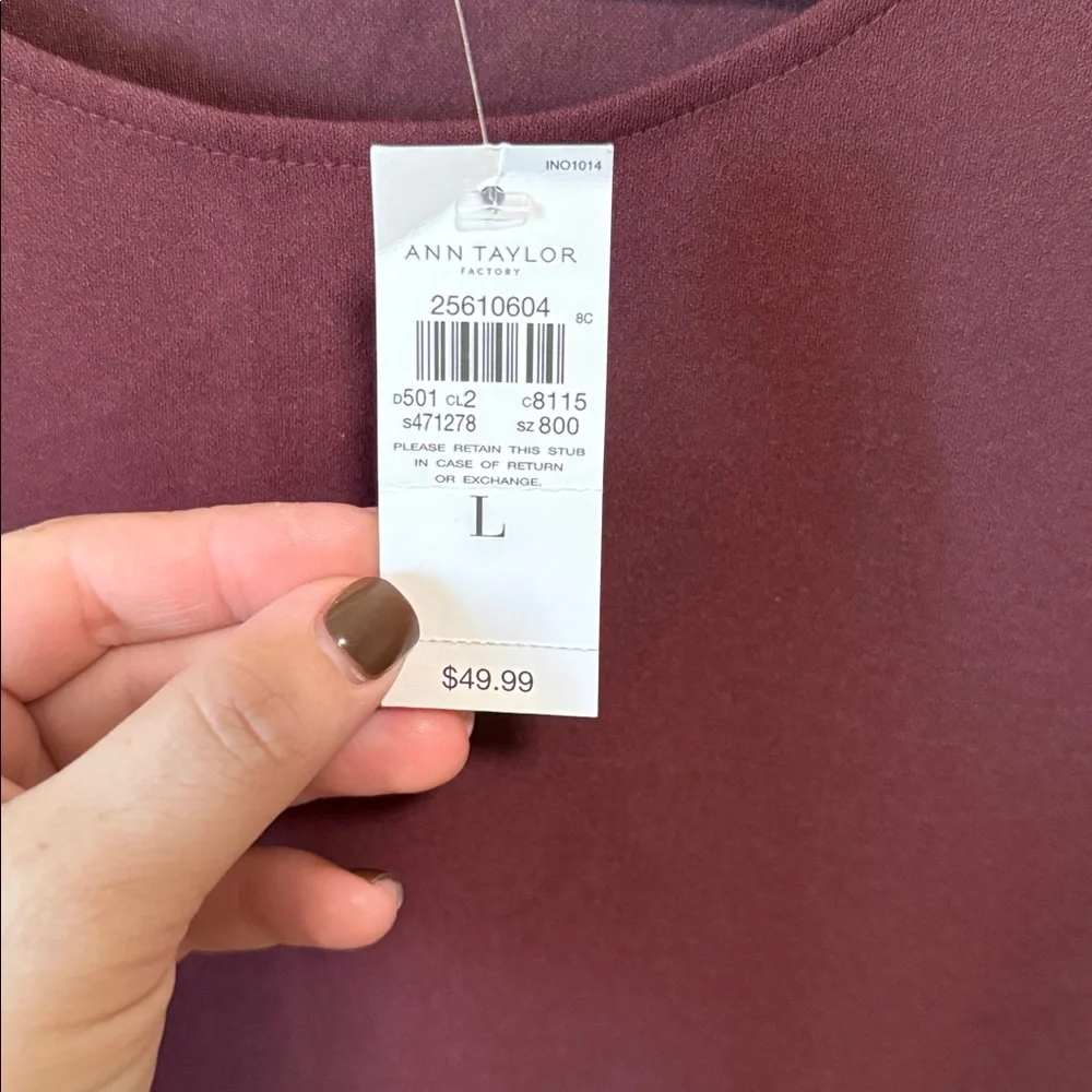 NWT Ann Taylor Burgundy Blouse Size Large - Picture 2 of 5